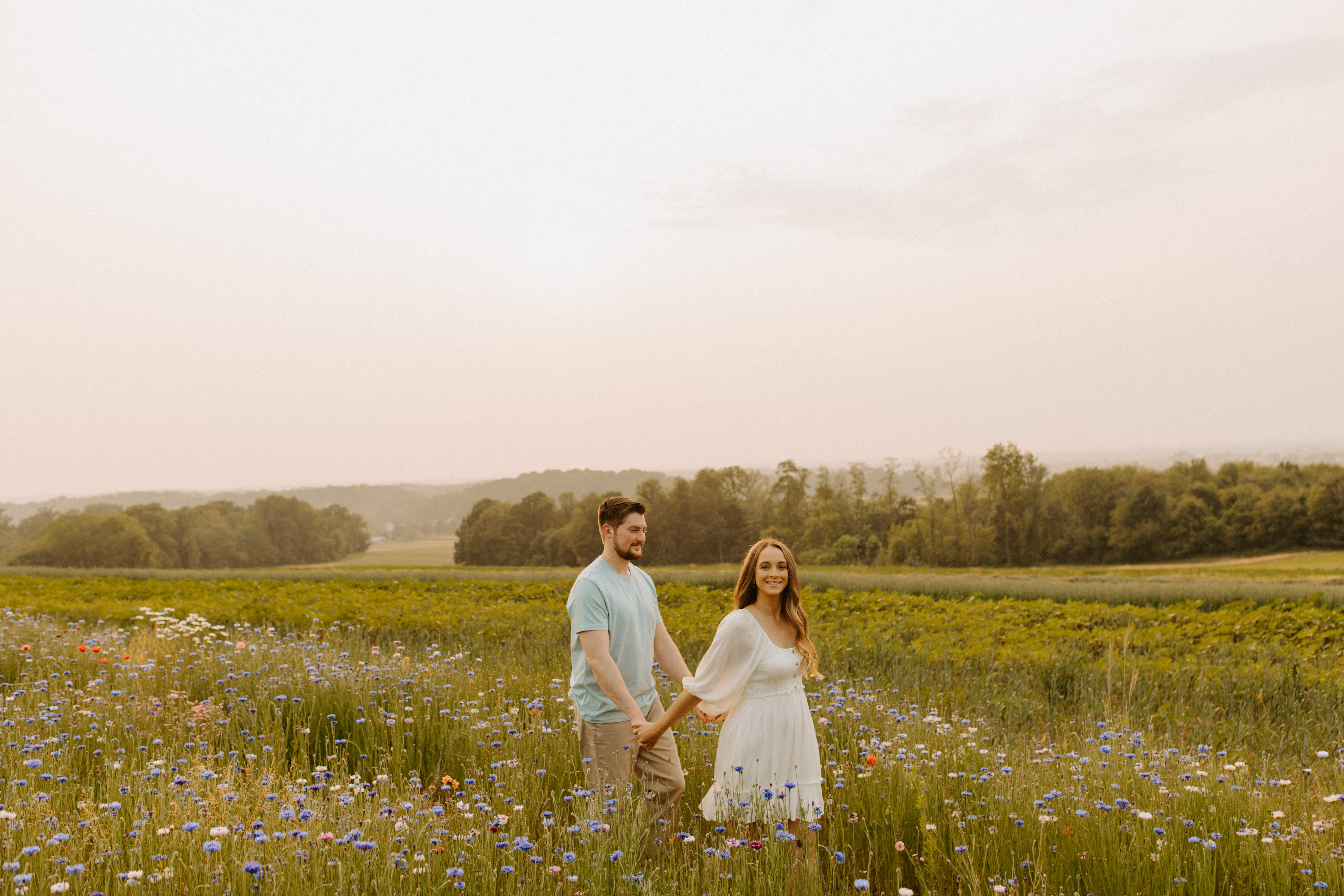 Flower Field Engagement Session Couple Sessi